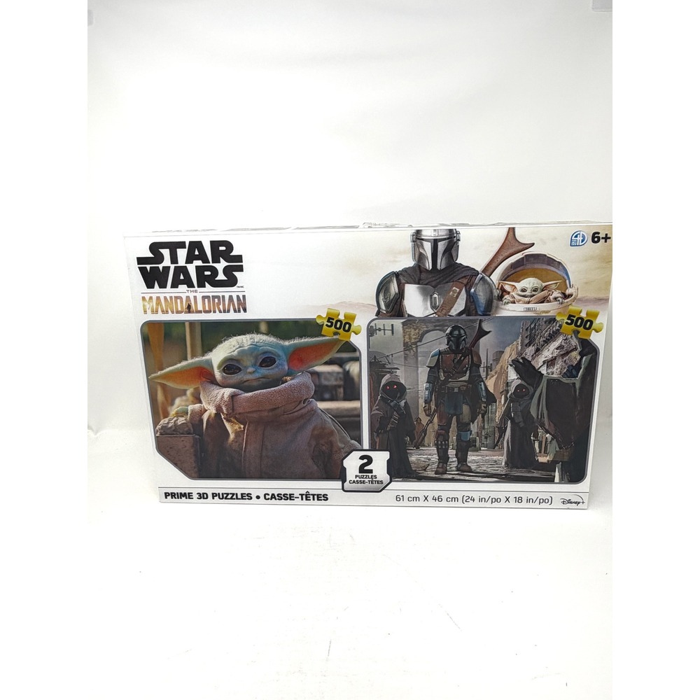 Star Wars Mandalorian Prime 3D 2x500 Piece Puzzle Set Grogu Complete Disney